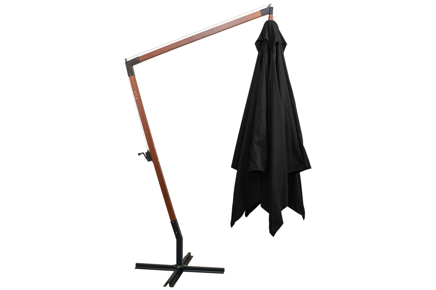 Vidaxl 313778 Hanging Parasol With Pole Black 3x3 M Solid Fir Wood-3