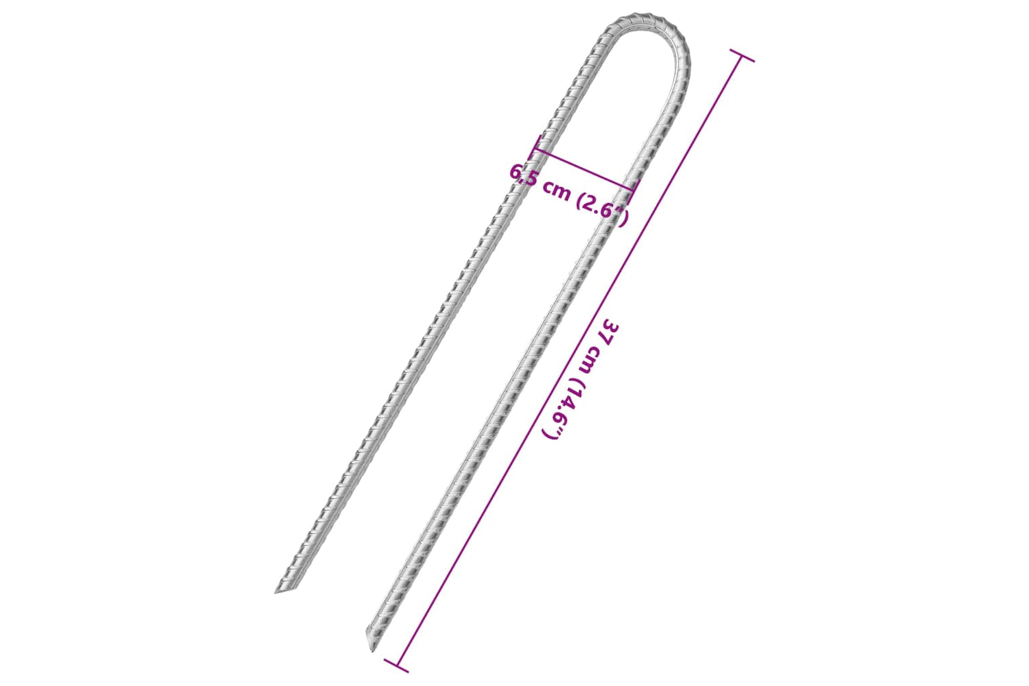 vidaXL 4009347 Tent Pegs 6 Pcs U-shaped 37cm x 10mm Galvanised Steel-5