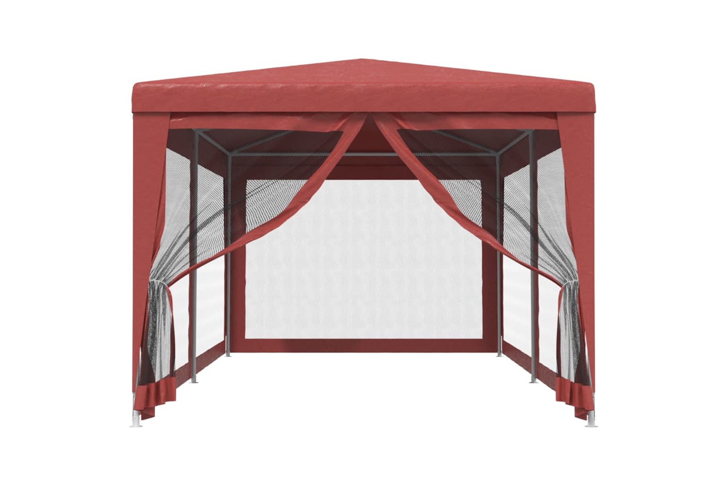 Vidaxl 319240 Party Tent With 6 Mesh Sidewalls Red 3x6 M Hdpe-2