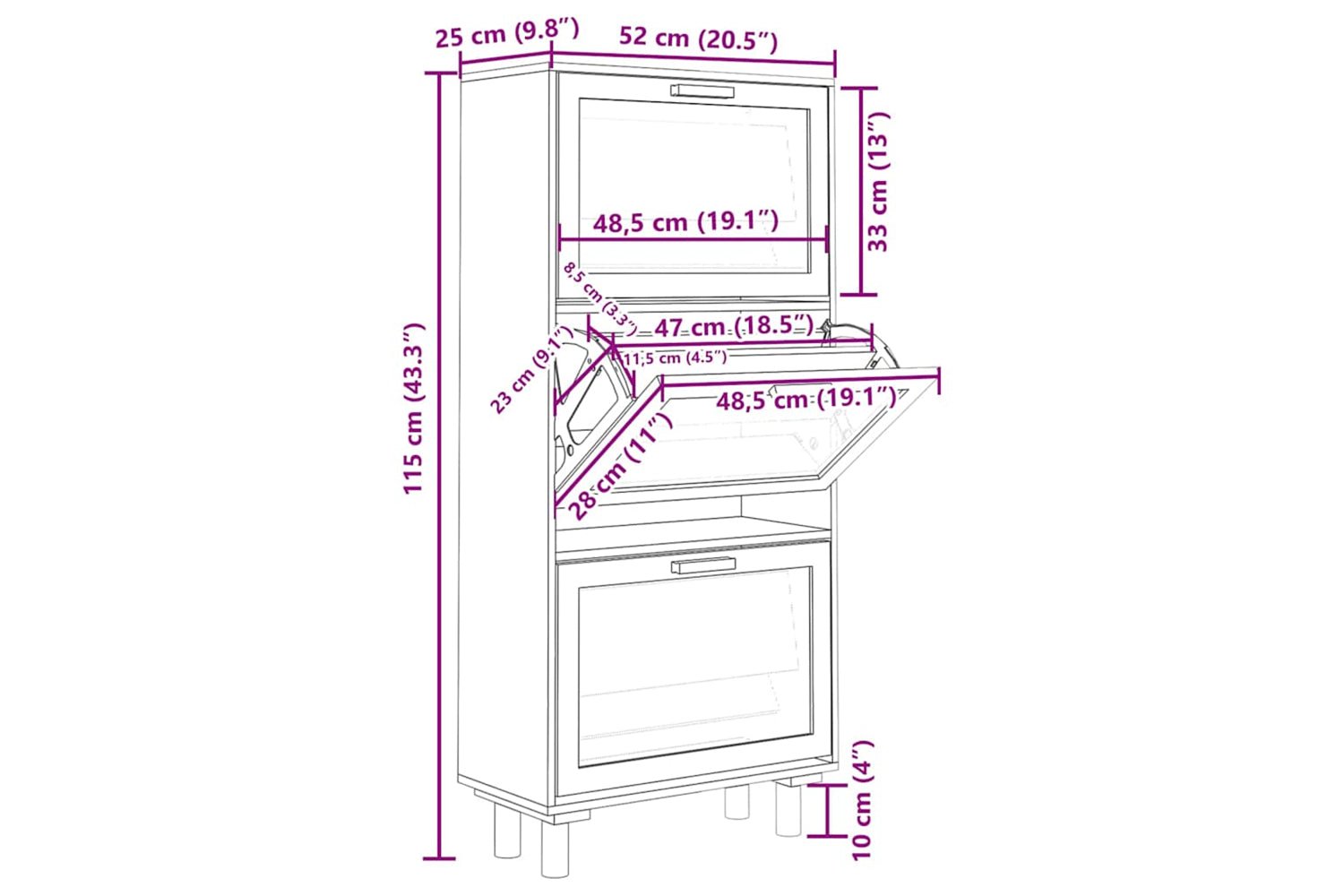 vidaXL 345648 Shoe Cabinet White 52x25x115cm Engineered Wood&natural Rattan-6