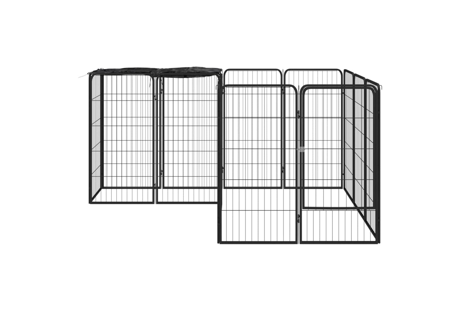 vidaXL 3115949 14-panel Dog Playpen Black 50x100cm Powder-coated Steel-2