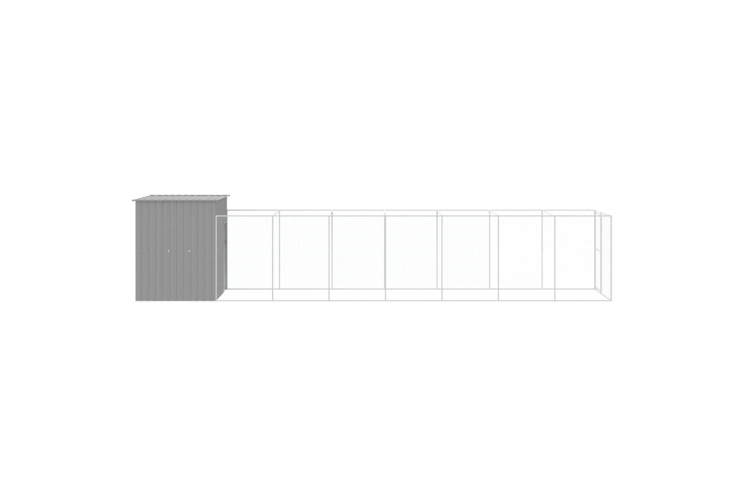 vidaXL 3189106 Dog House With Run Light Grey 165x863x181cm Galvanised Steel-3