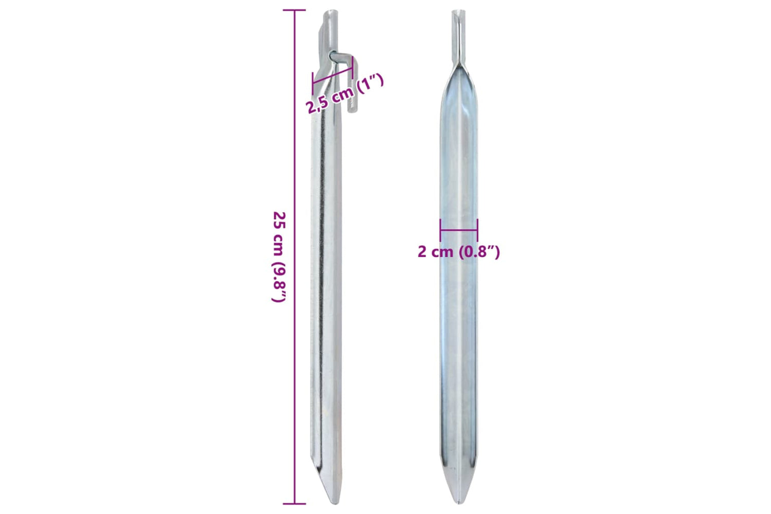 vidaXL 4009353 Tent Pegs 24 Pcs V-shaped 25cm x 20mm Galvanised Steel-6