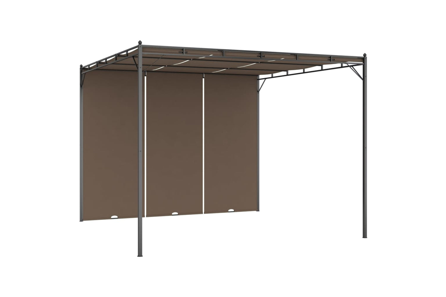 Vidaxl 312263 Garden Gazebo With Side Curtain 3x3x2.25 M Taupe-2