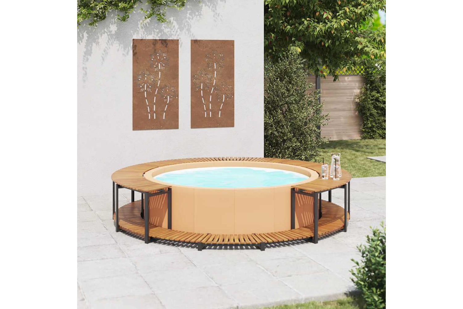 vidaXL 310091 Spa Surround 273x53cm Solid Acacia Wood-2