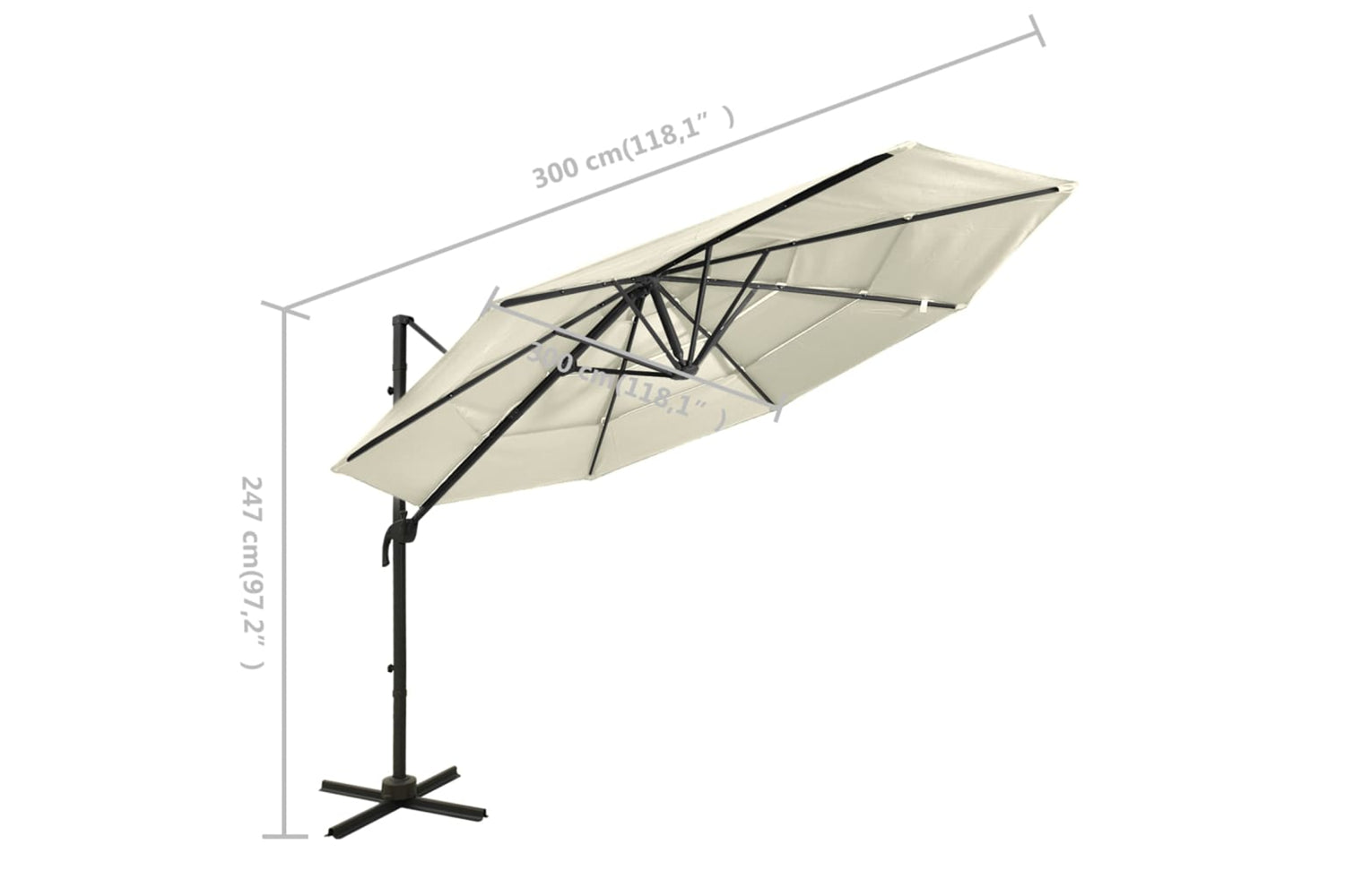 Vidaxl 313828 4-tier Parasol With Aluminium Pole Sand 3x3 M-8