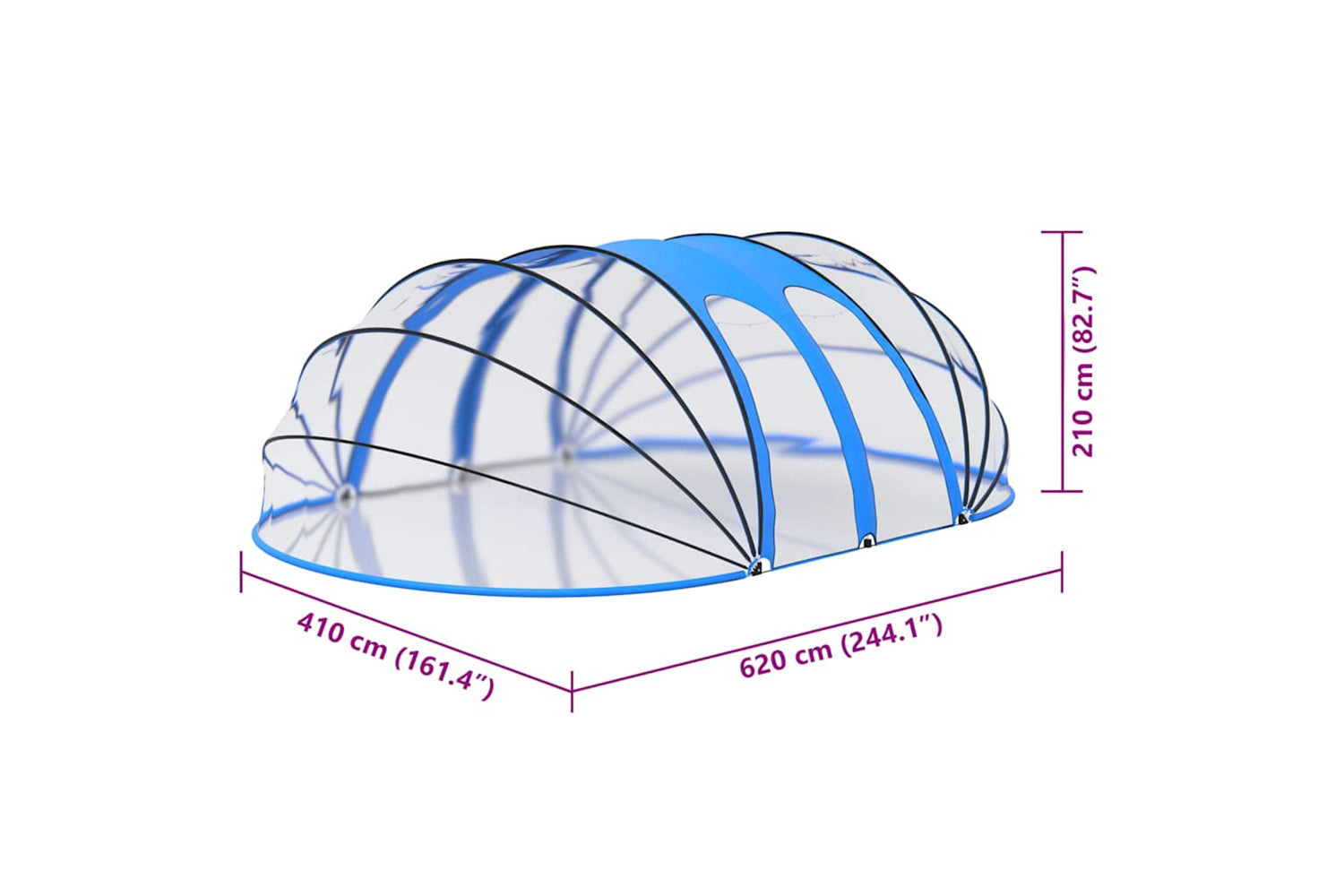 Vidaxl Pool Dome Oval 620x410x210 Cm-6