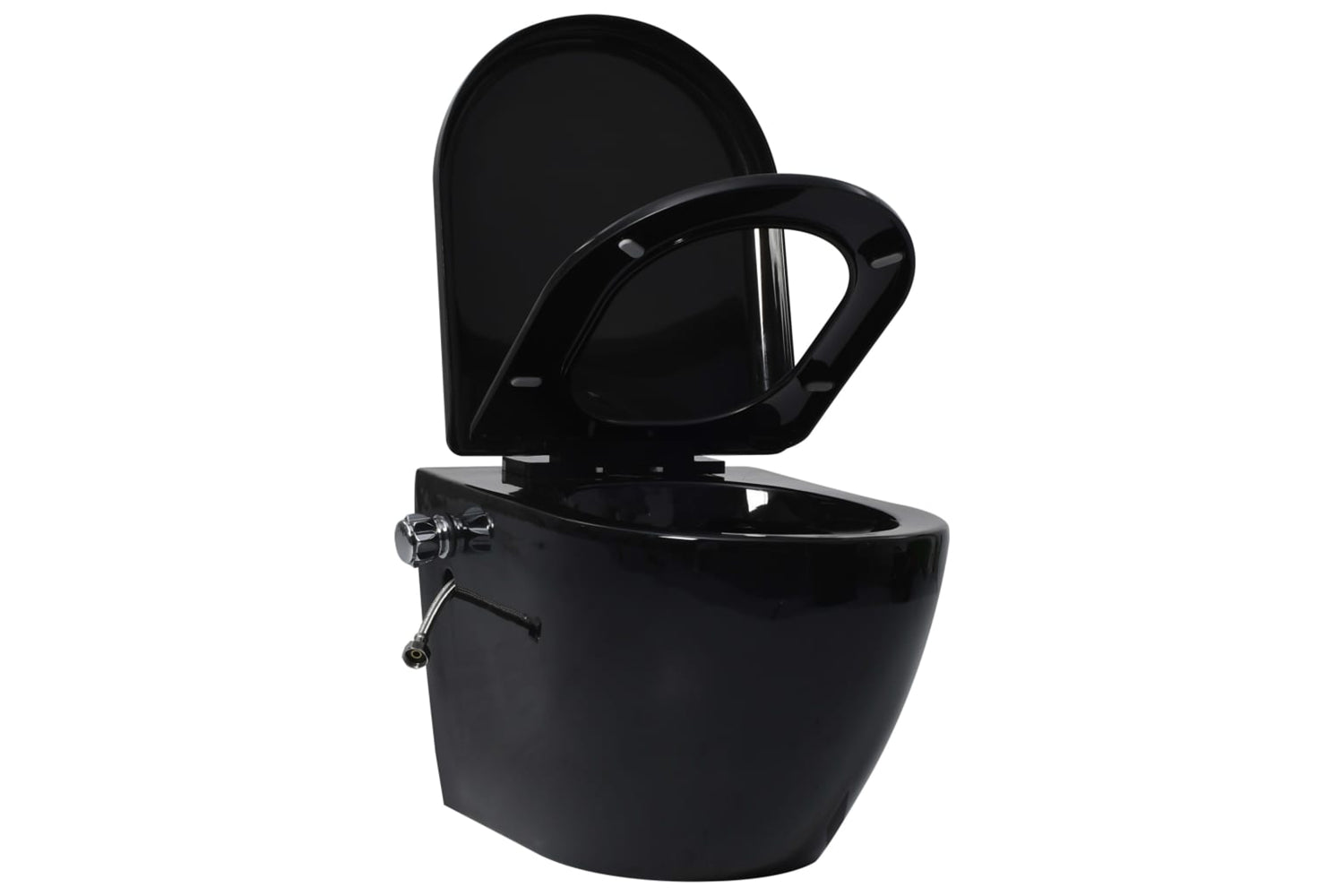 Vidaxl 145782 Wall Hung Rimless Toilet With Bidet Function Ceramic Black-3