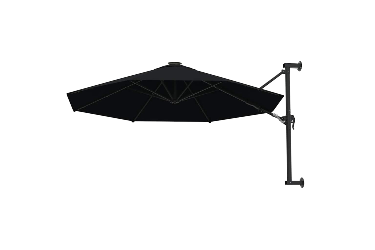 vidaXL Wall-mounted Parasol With Metal Pole 300cm Black-3
