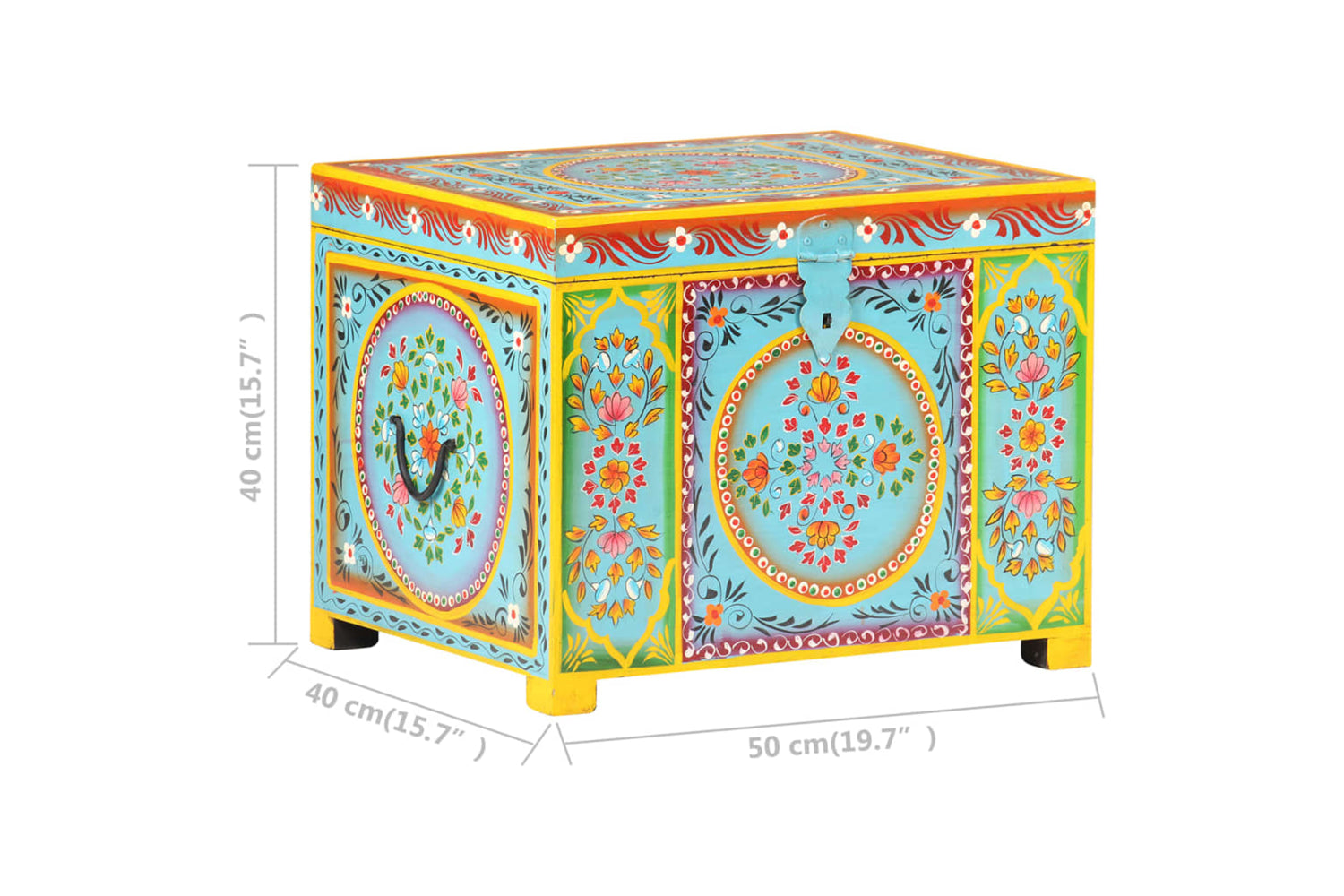 vidaXL 323540 Hand Painted Storage Box 50x40x40cm Solid Mango Wood-7