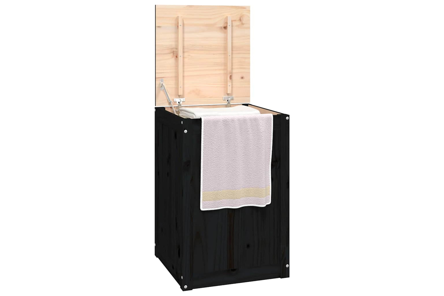 vidaXL 823568 Laundry Box Black 44x44x66cm Solid Wood Pine-3