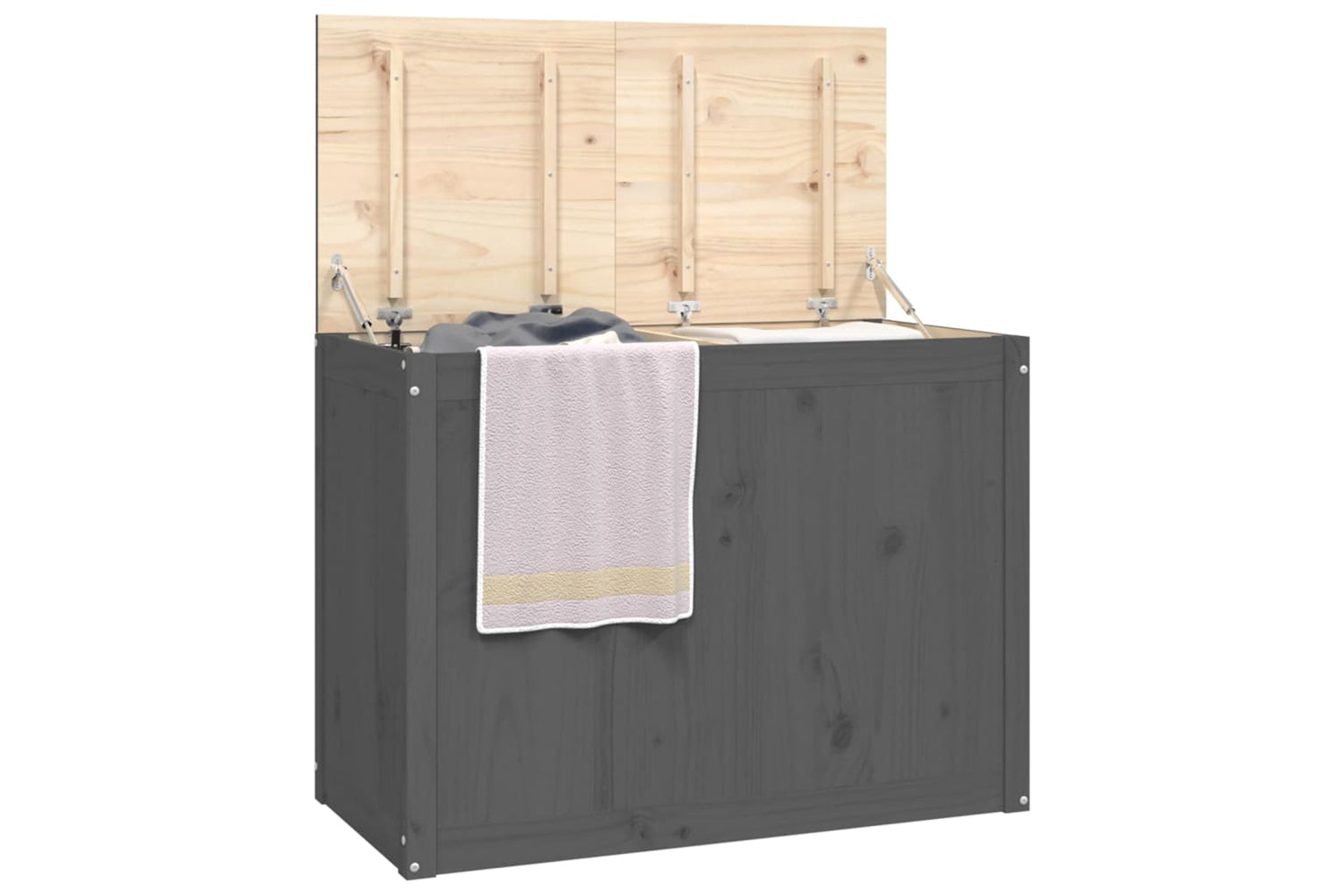 vidaXL 823571 Laundry Box Grey 88.5x44x66cm Solid Wood Pine-3