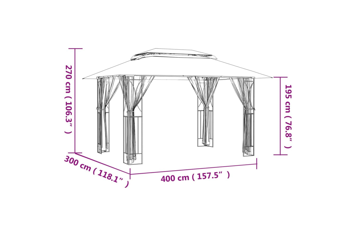 vidaXL 360144 Gazebo With Sidewalls Anthracite 400x300x270cm Steel-7