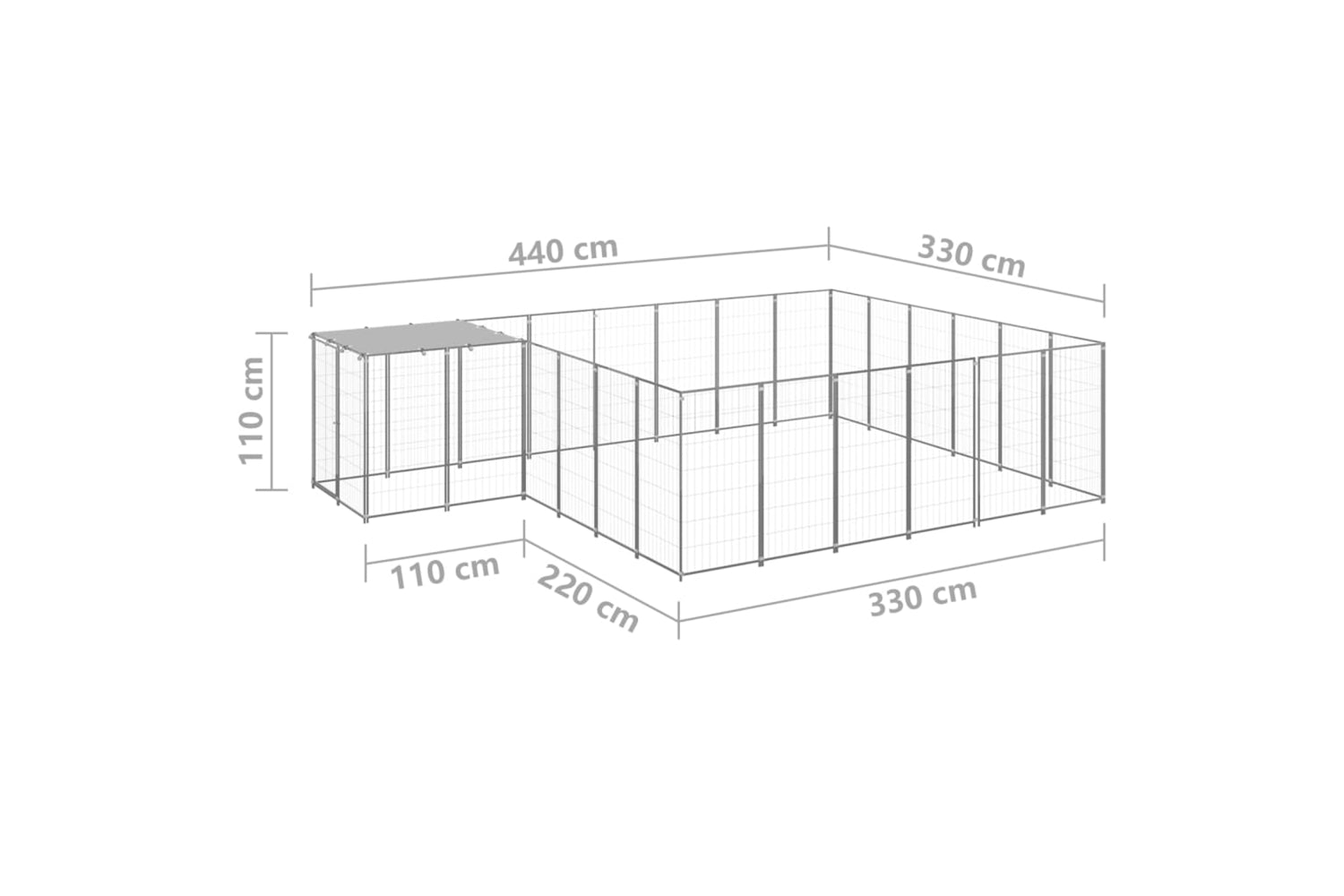 Vidaxl 3082220 Dog Kennel Silver 12.1 M2 Steel-6