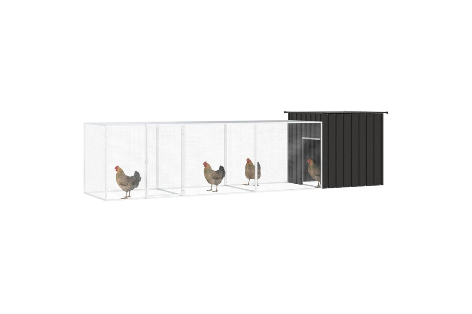 vidaXL 3106453 Chicken Cage Anthracite 400x91x100cm Galvanised Steel-2