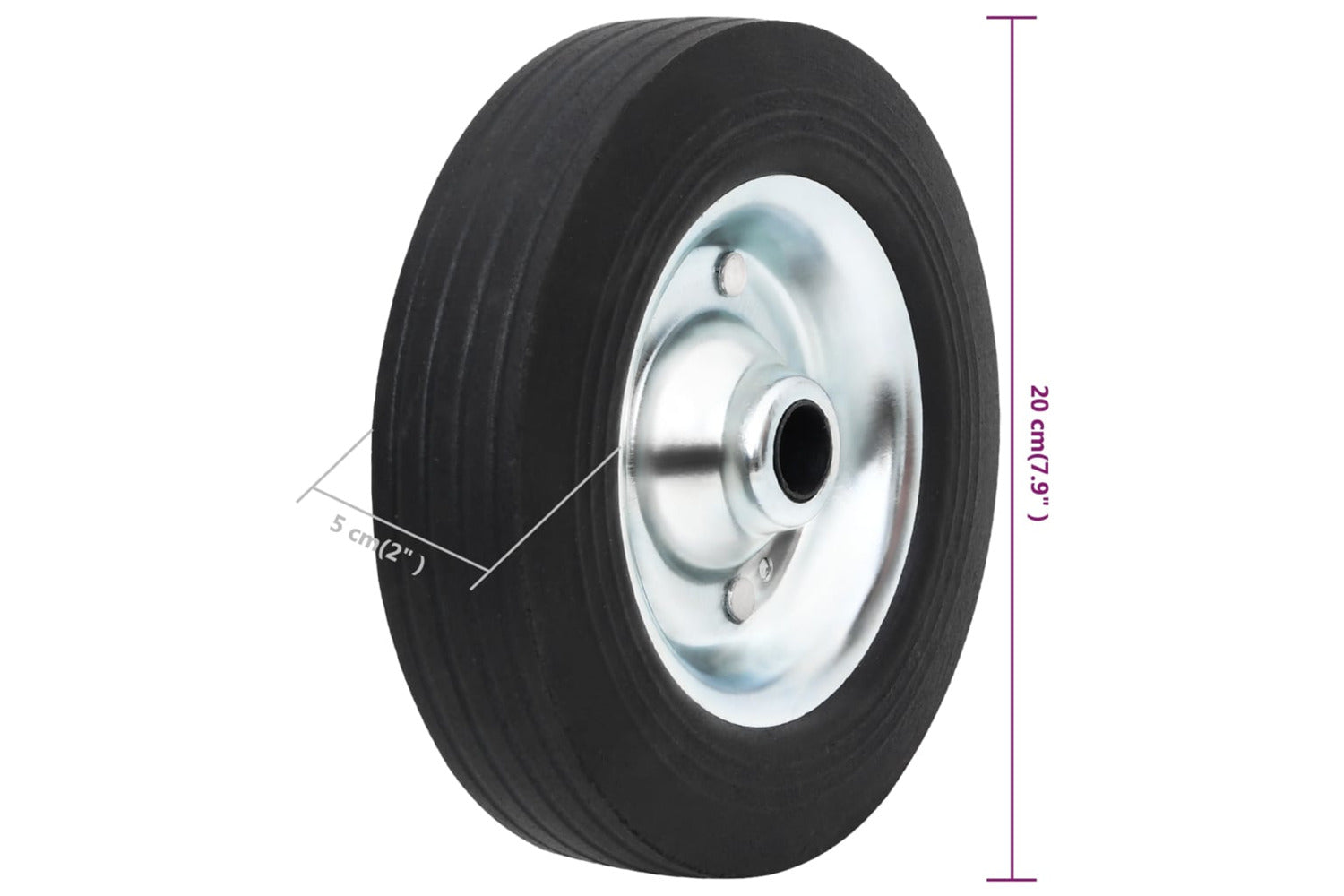 vidaXL Wheel For Jockey Wheel x 20x5cm Solid Rubber And Steel-6
