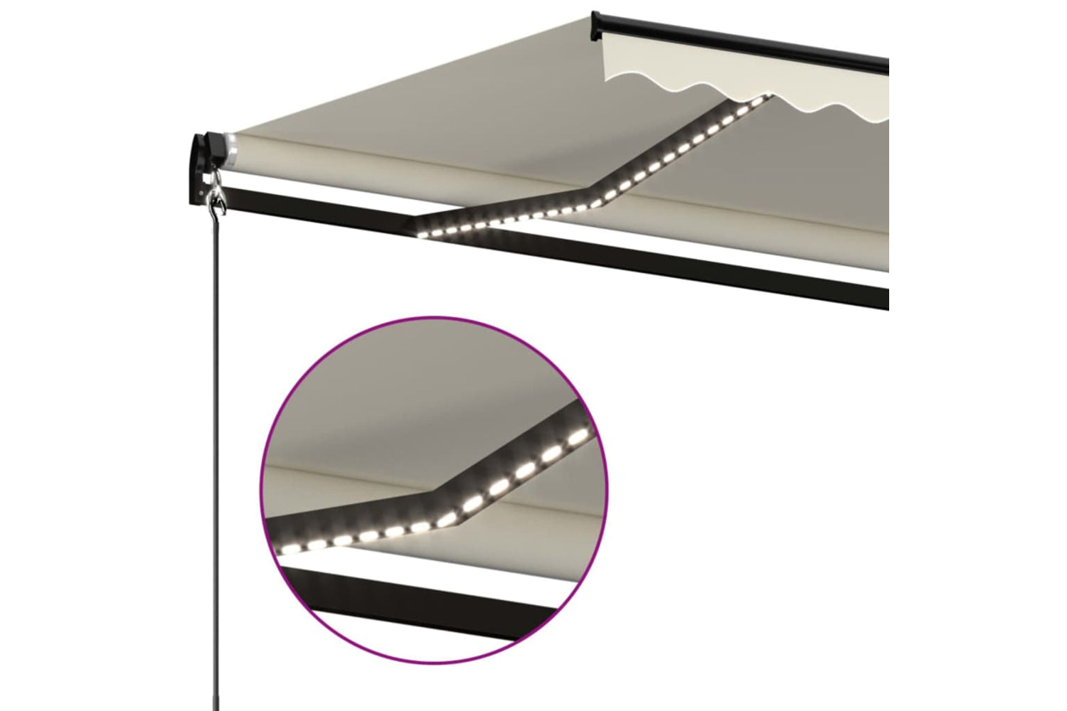vidaXL 3069182 Manual Retractable Awning With Led 400x350cm Cream-4