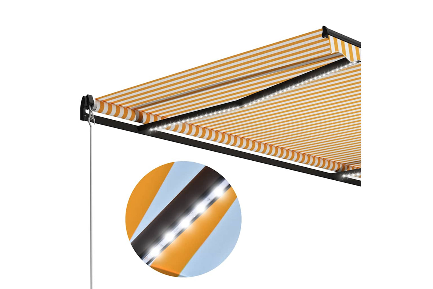 Vidaxl Manual Retractable Awning With Led 300x250 Cm Yellow And White-5