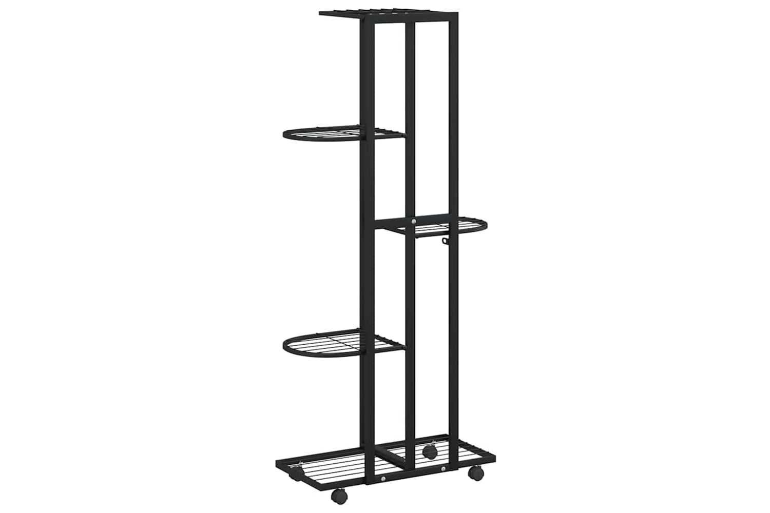 vidaXL 343117 5-floor Flower Stand With Wheels 44x23x100cm Black Iron-6