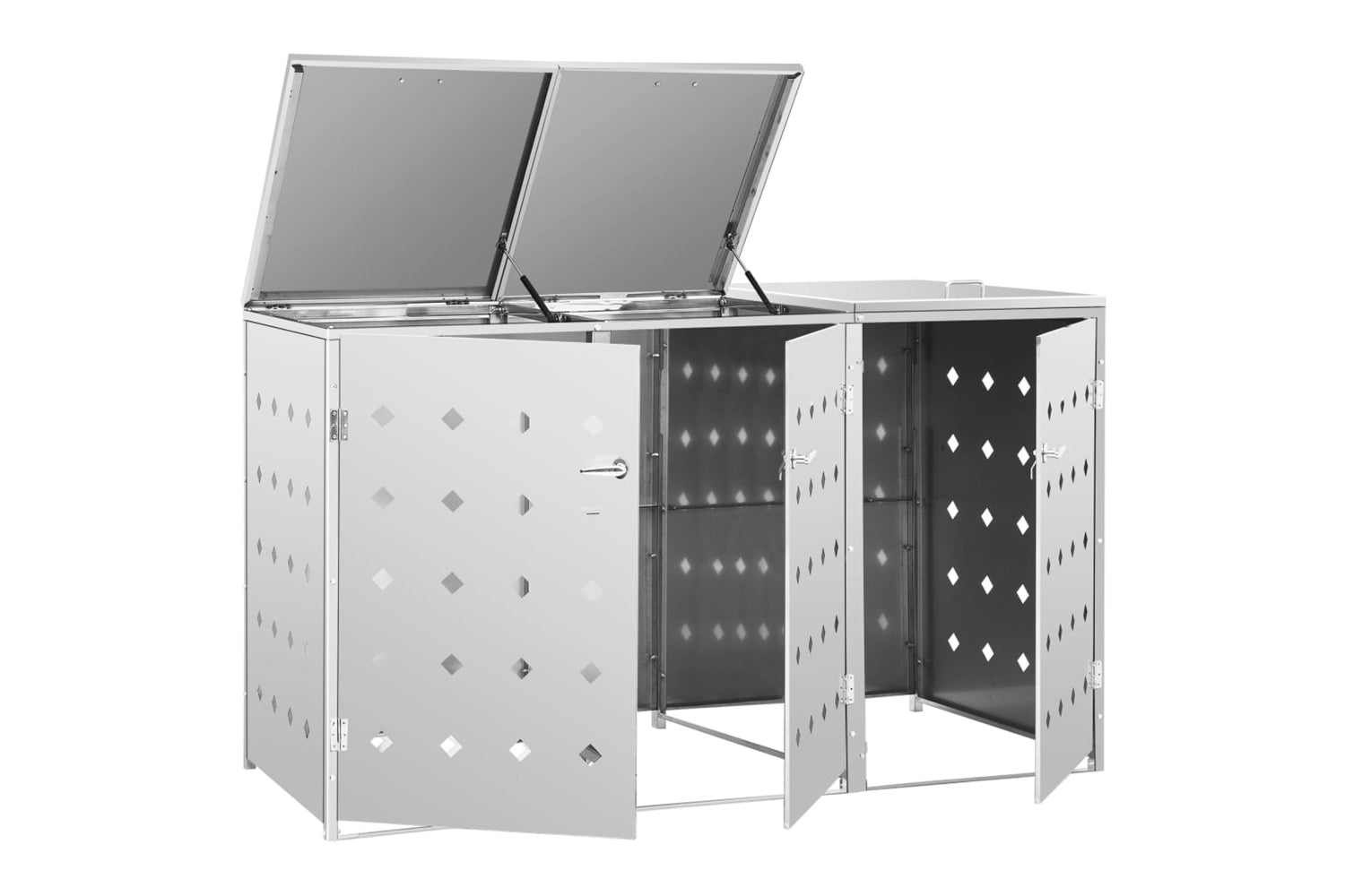 Vidaxl 145381 Triple Wheelie Bin Shed 240 L Stainless Steel-3
