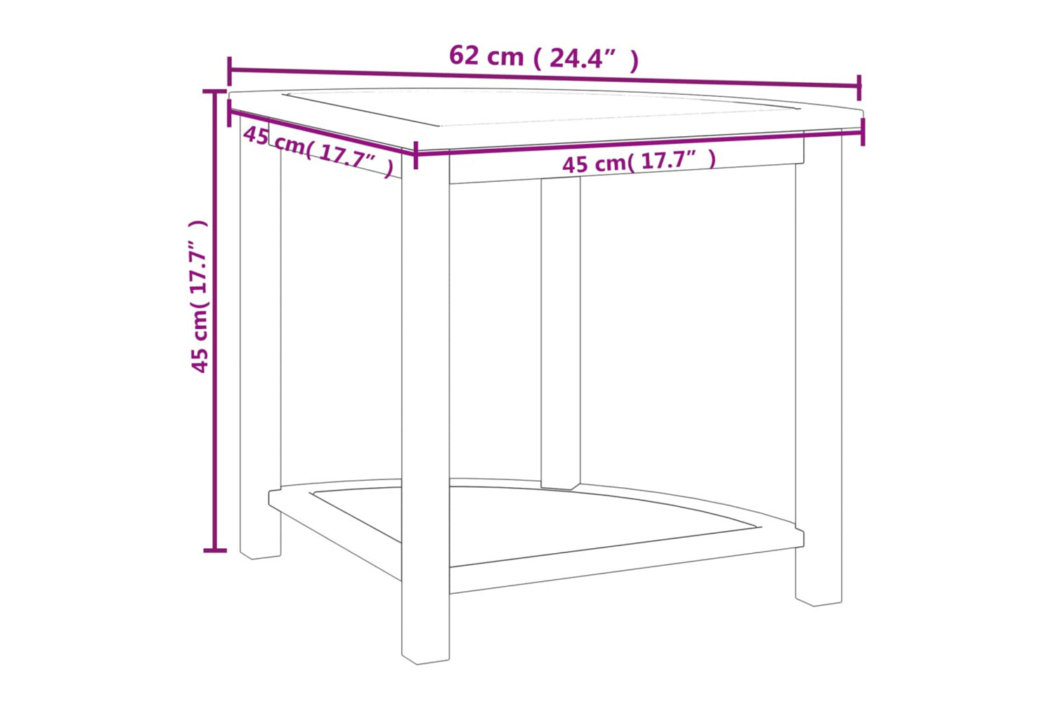 vidaXL Bathroom Side Table 45x45x45cm Solid Wood Teak-5