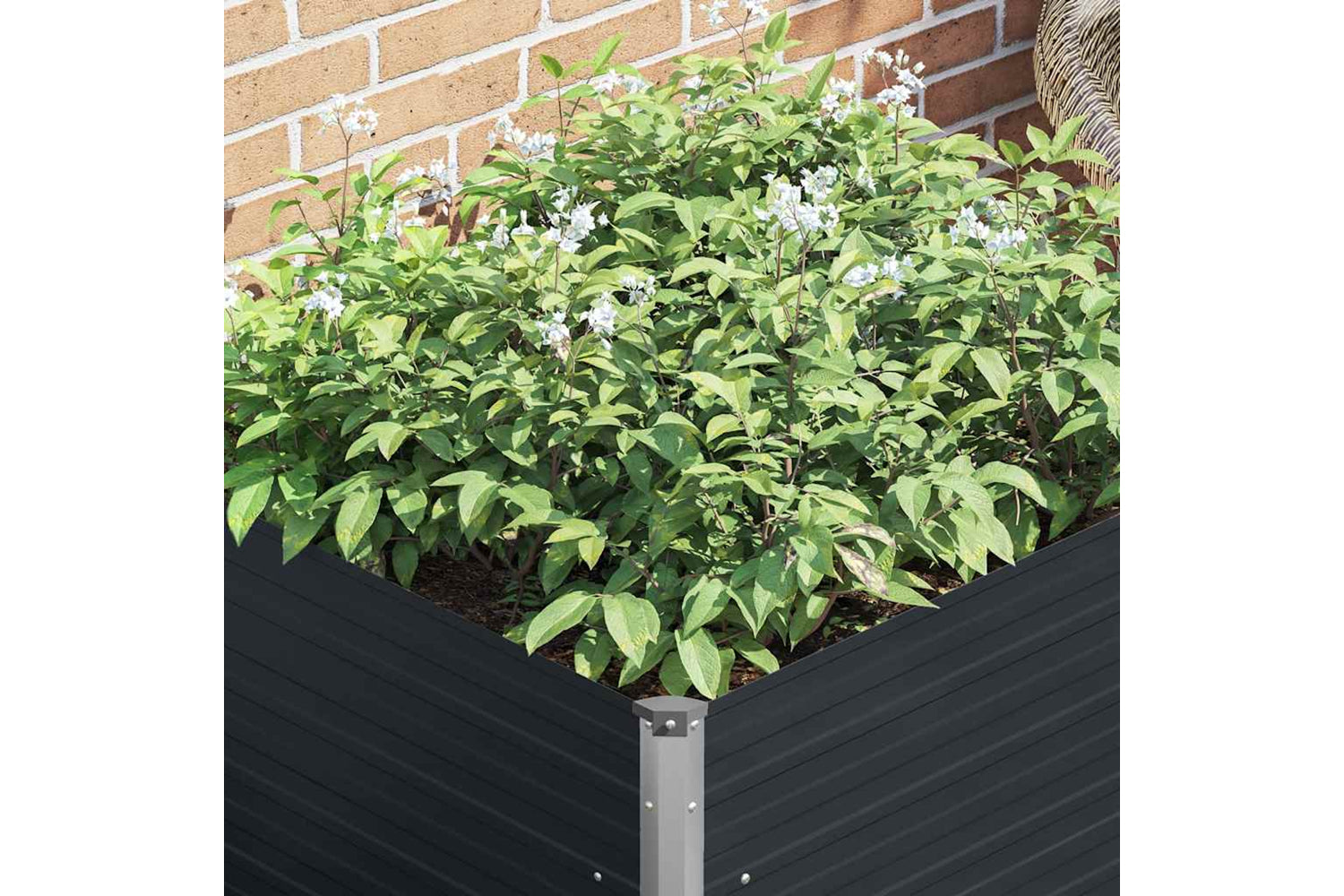 Vidaxl Raised Garden Bed Anthracite 100x100x77 Cm Galvanised Steel-3
