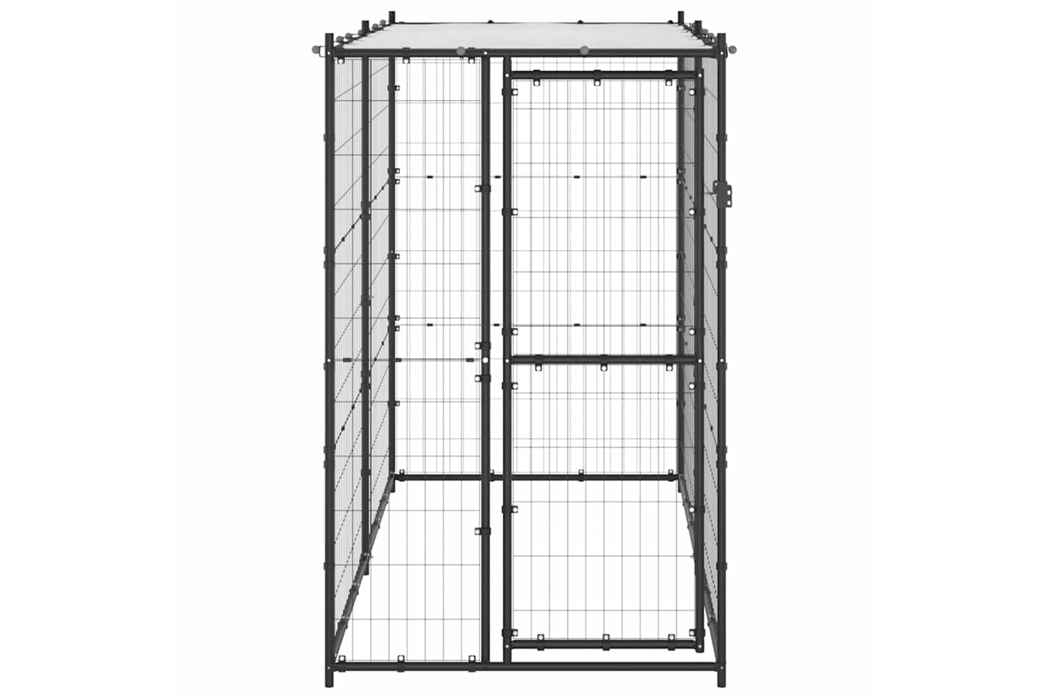Vidaxl Outdoor Dog Kennel Steel With Roof 110x220x180 Cm-2