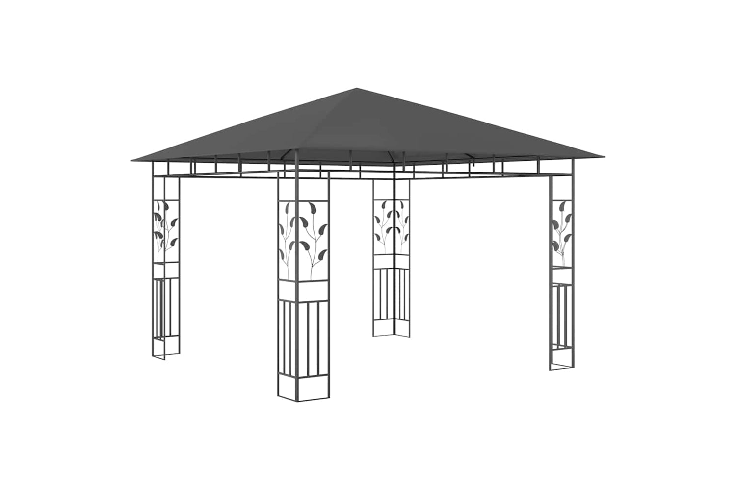 Vidaxl 3070316 Gazebo With Mosquito Net&led String Lights 3x3x2.73m Anthracite-4