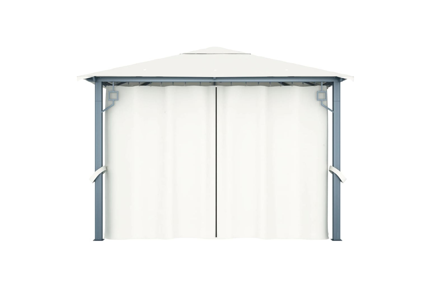 Vidaxl 3070332 Gazebo With Curtain&led String Lights 3x3 M Cream Aluminium-5
