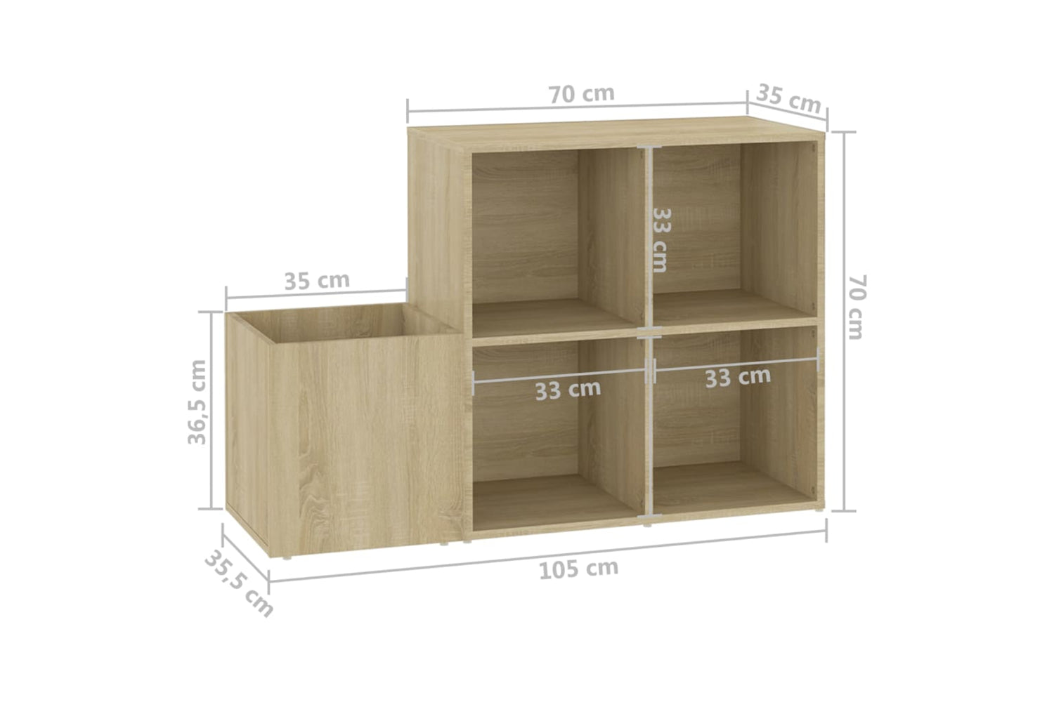 vidaXL 808254 Hall Shoe Cabinet Sonoma Oak 105x35.5x70cm Engineered Wood-7