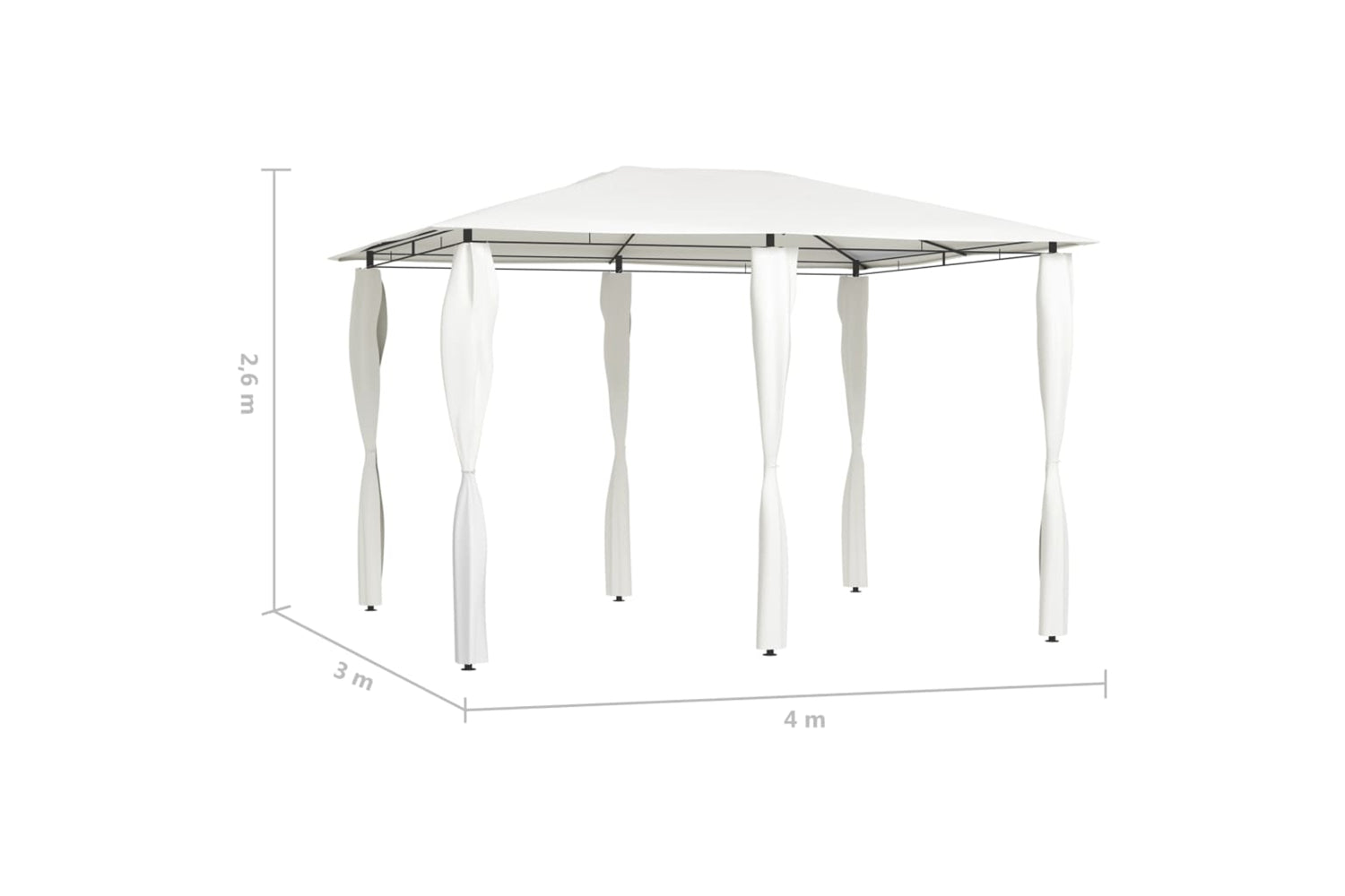 Vidaxl 313611 Gazebo With Post Covers 3x4x2.6 M Cream 160 G/mâ²-4