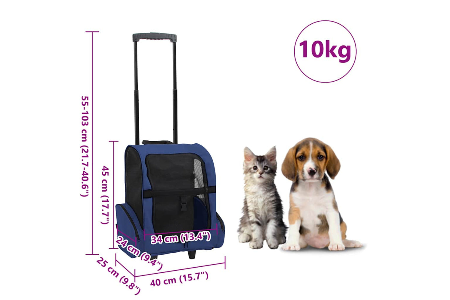 Vidaxl Foldable Multipurpose Pet Trolley Blue-7