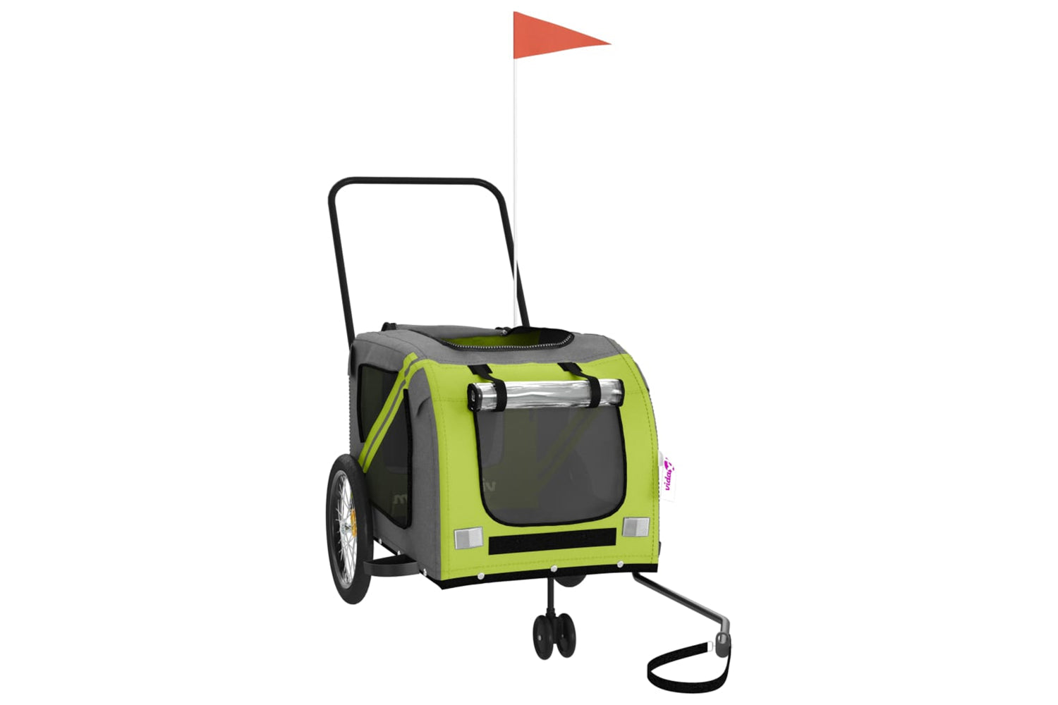 Vidaxl 93906 Pet Bike Trailer Green And Grey Oxford Fabric And Iron-2