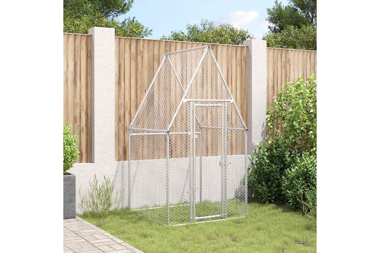 Vidaxl Chicken Cage Silver 100x100x190 Cm Galvanised Steel-2