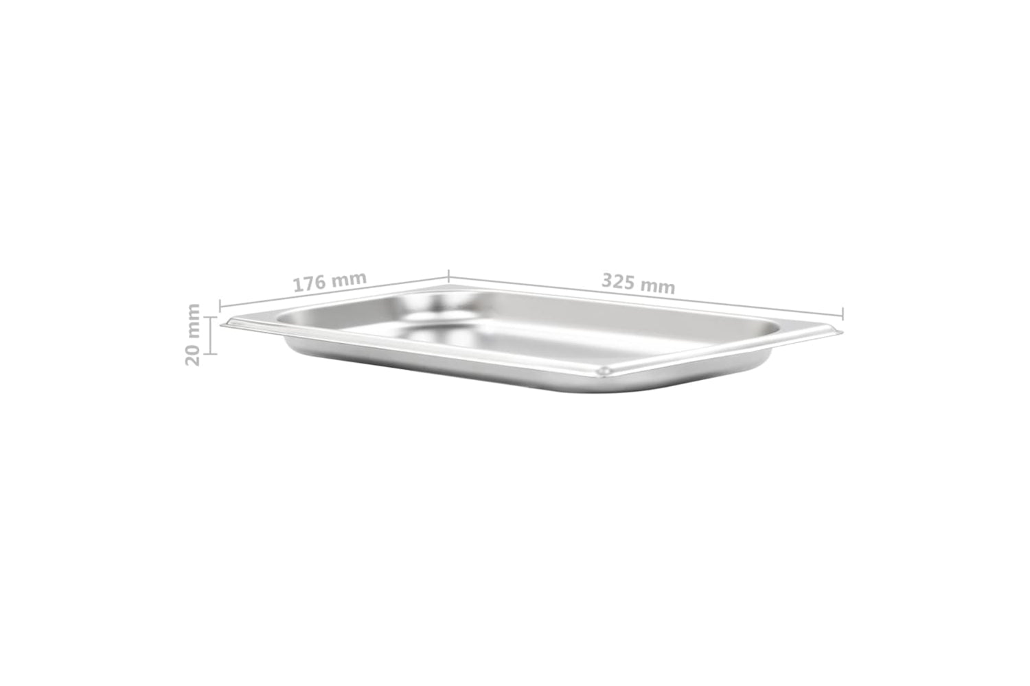 vidaXL 50892 Gastronorm Containers 12 Pcs Gn 1/3 20mm Stainless Steel-7