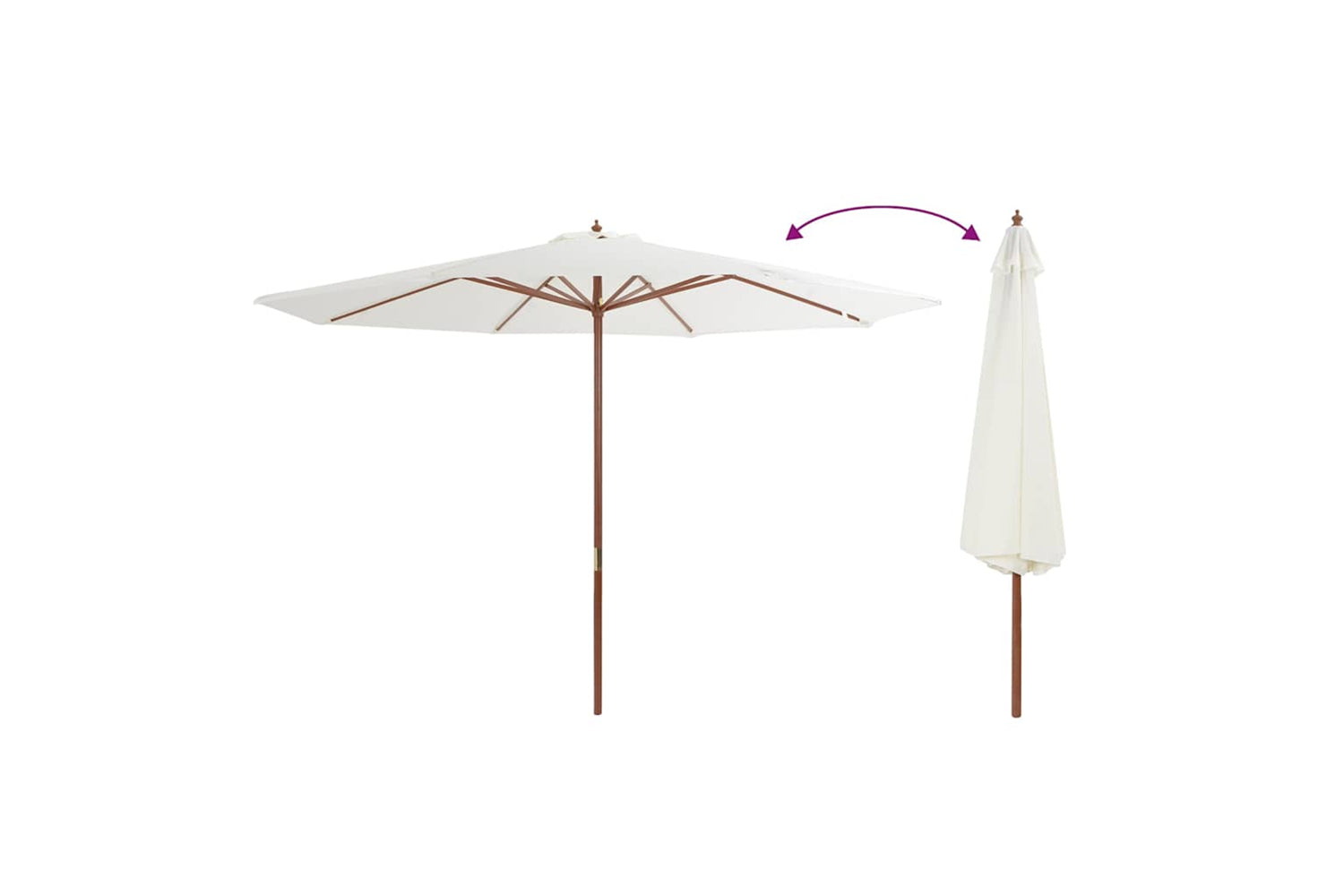 vidaXL 44527 Outdoor Parasol With Wooden Pole 350cm Sand White-2