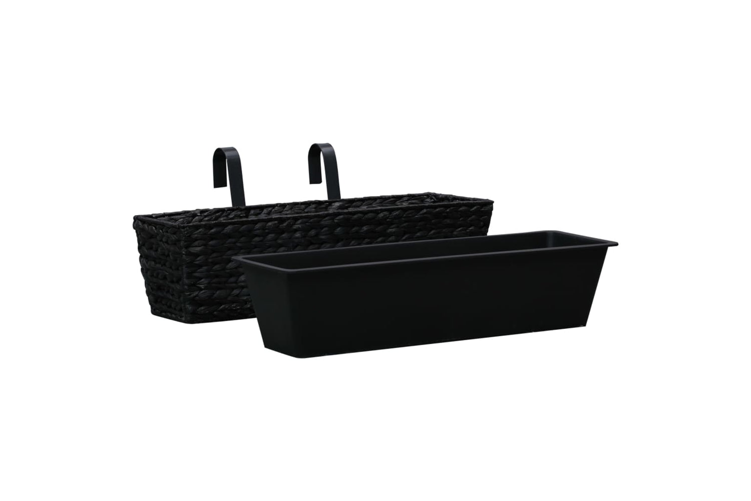 Vidaxl Planters 2 Pcs Water Hyacinth Black-3