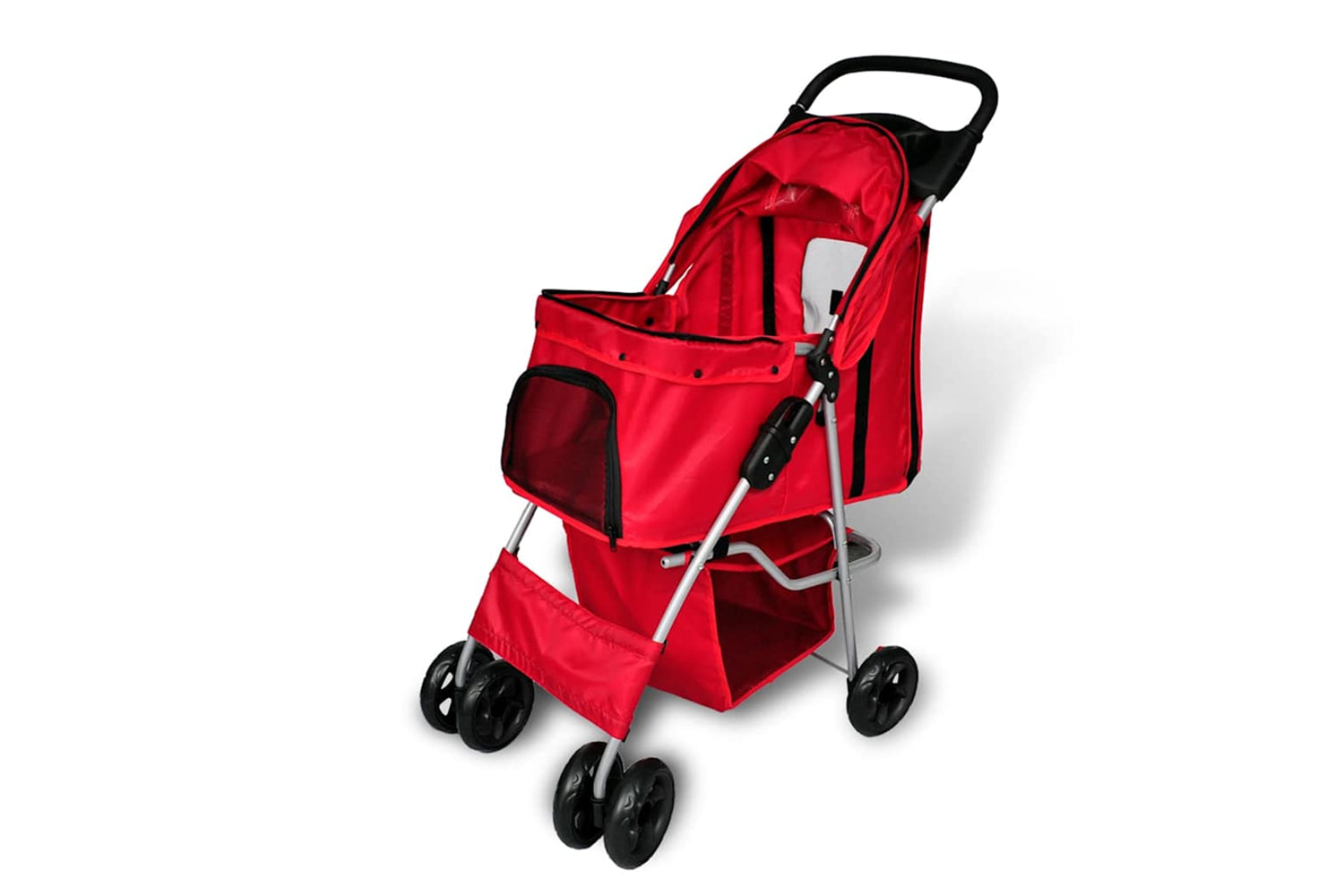 Vidaxl 170055 Folding Pet Stroller Dog/cat Travel Carrier Red-2