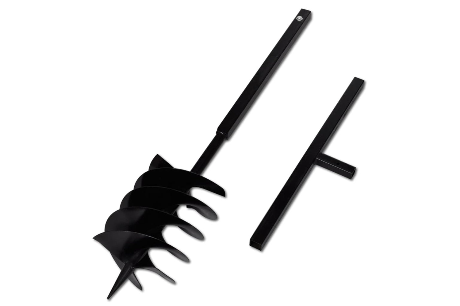 vidaXL 141028 Ground Drill With Handle Auger Bit 200mm Three Spirals Steel Black-3