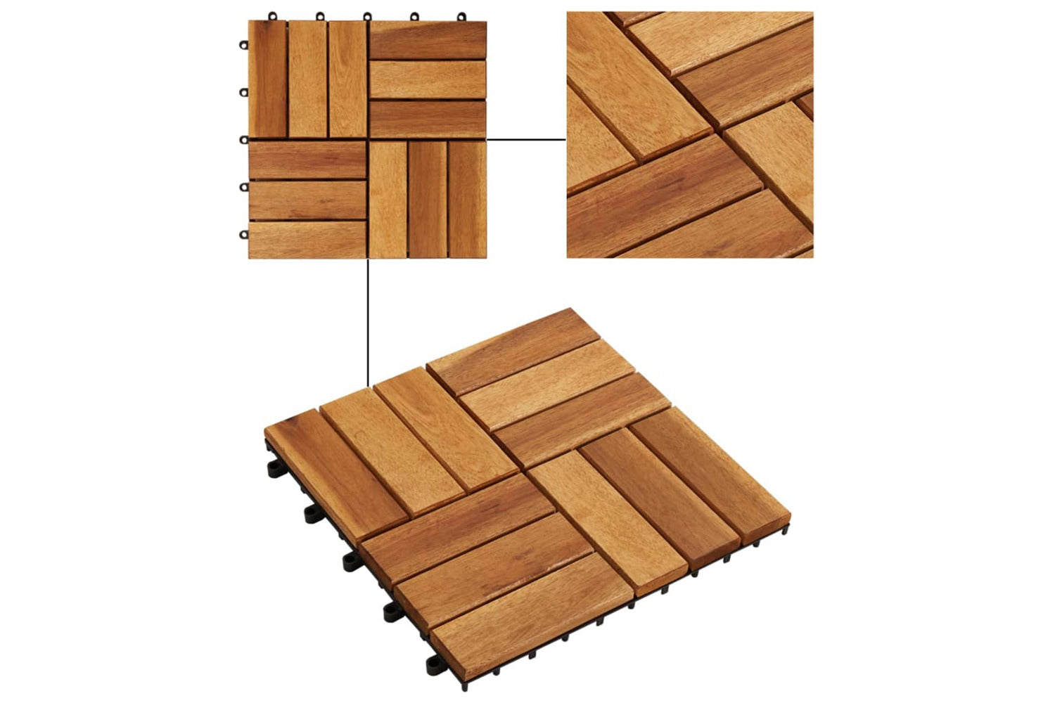 vidaXL 41585 10 Pcs Acacia Decking Tiles 30 X 30cm-3