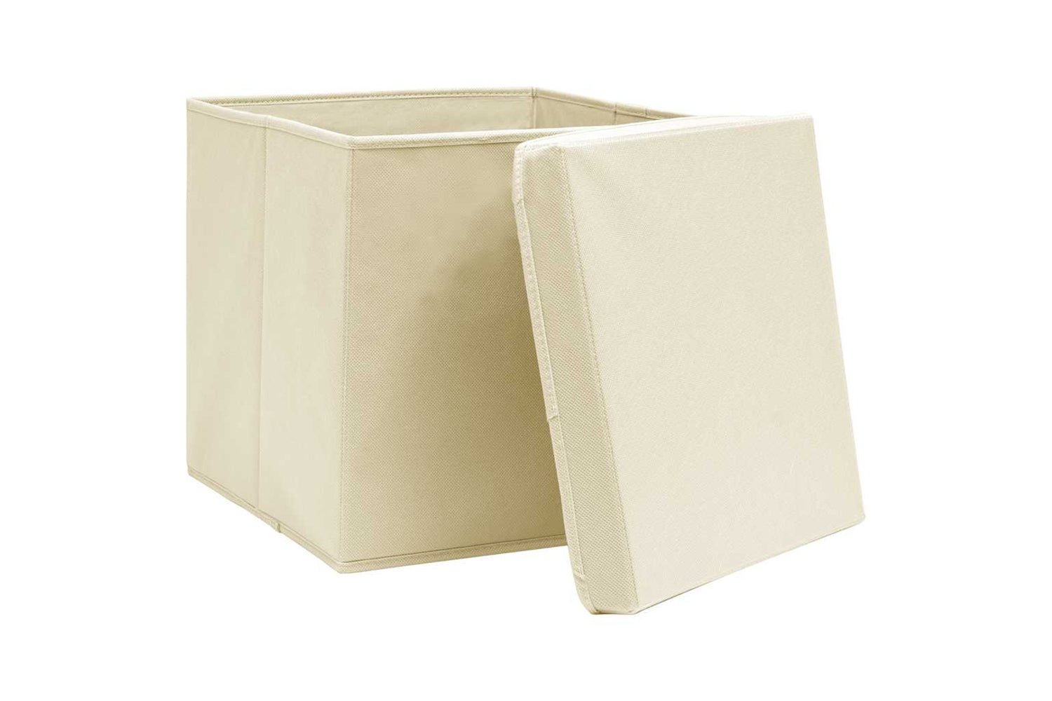 Vidaxl 288360 Storage Boxes With Lid 10 Pcs Cream 32x32x32 Cm Fabric-4