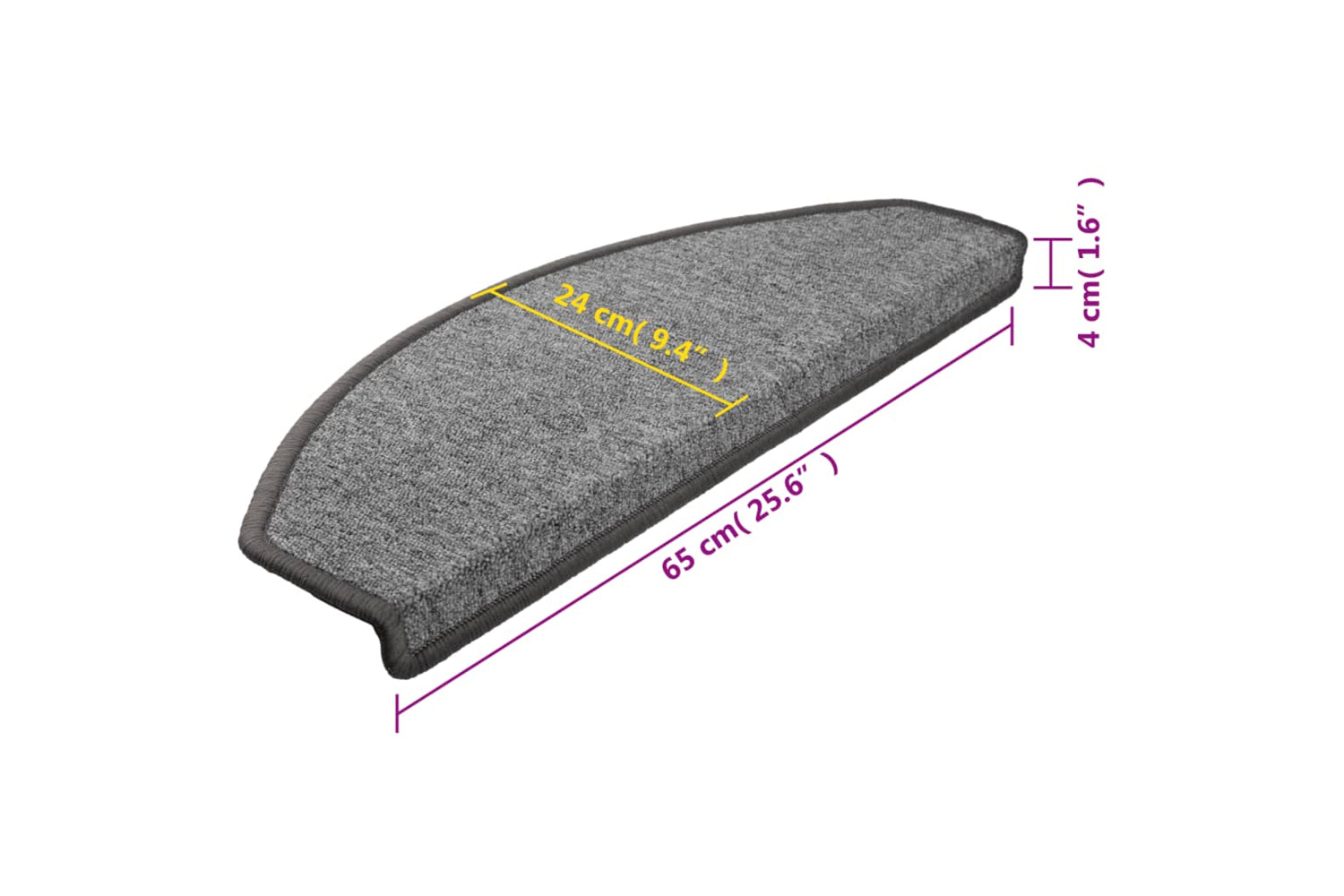 vidaXL 133885 Carpet Stair Treads 15 Pcs Dark Grey 65x24x4cm-8