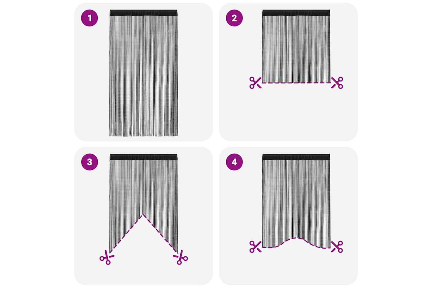 vidaXL 132401 String Curtains 2 Pcs 140x250cm Black-5