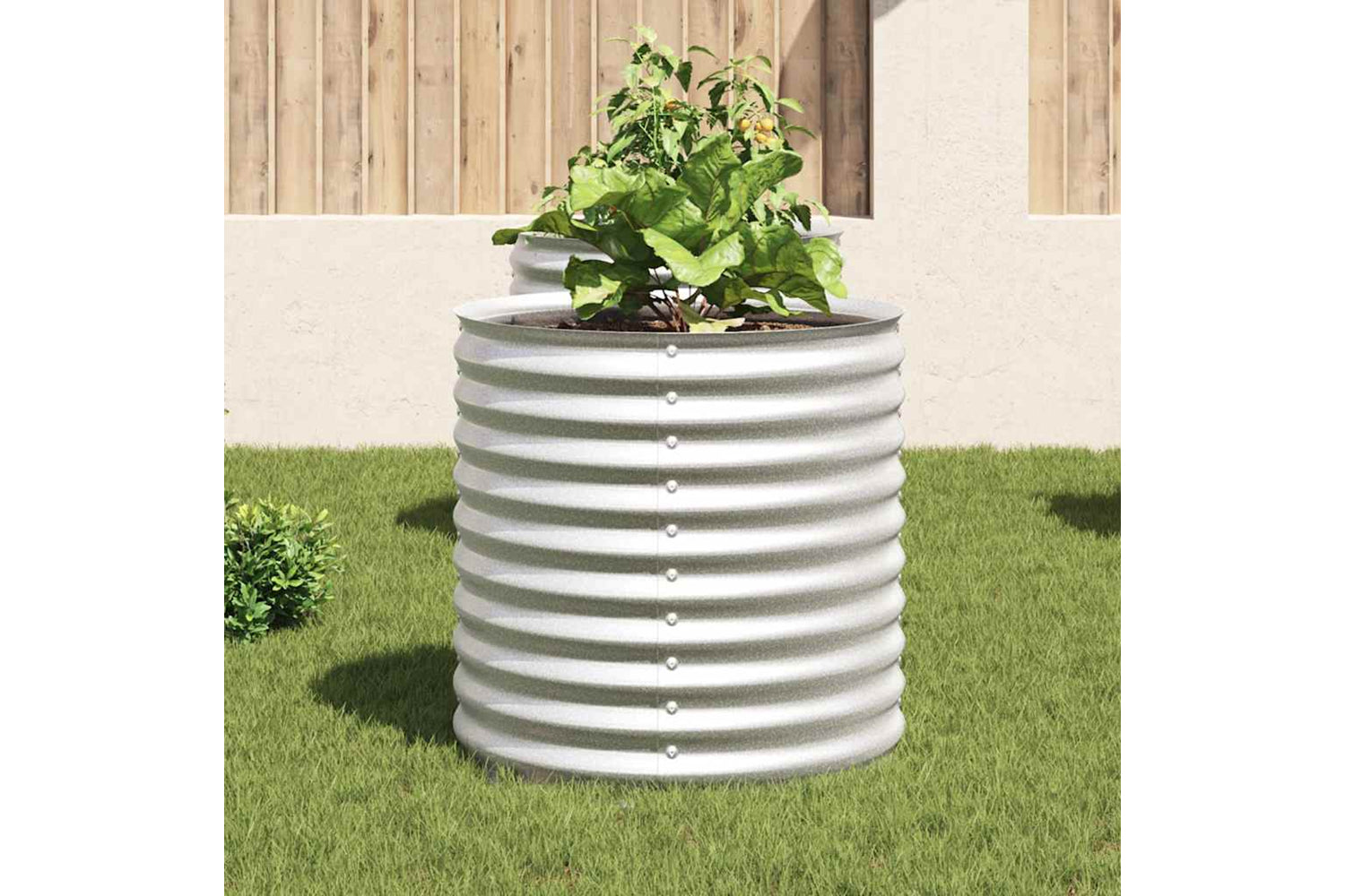 vidaXL 45515 Garden Raised Bed 80x80x81cm Galvanised Steel Silver-2