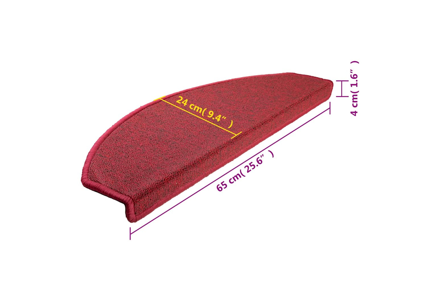 vidaXL 133889 Carpet Stair Treads 15 Pcs Bordeaux Red 65x24x4cm-8