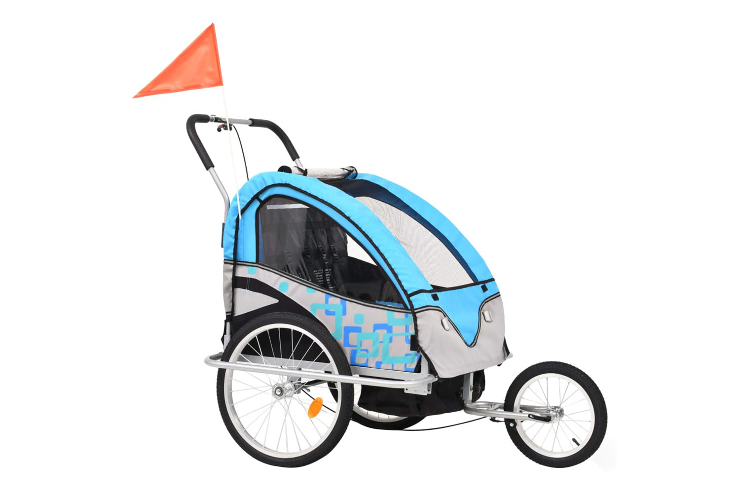 Vidaxl 2-in-1 Bike Trailer & Stroller Blue And Grey-3