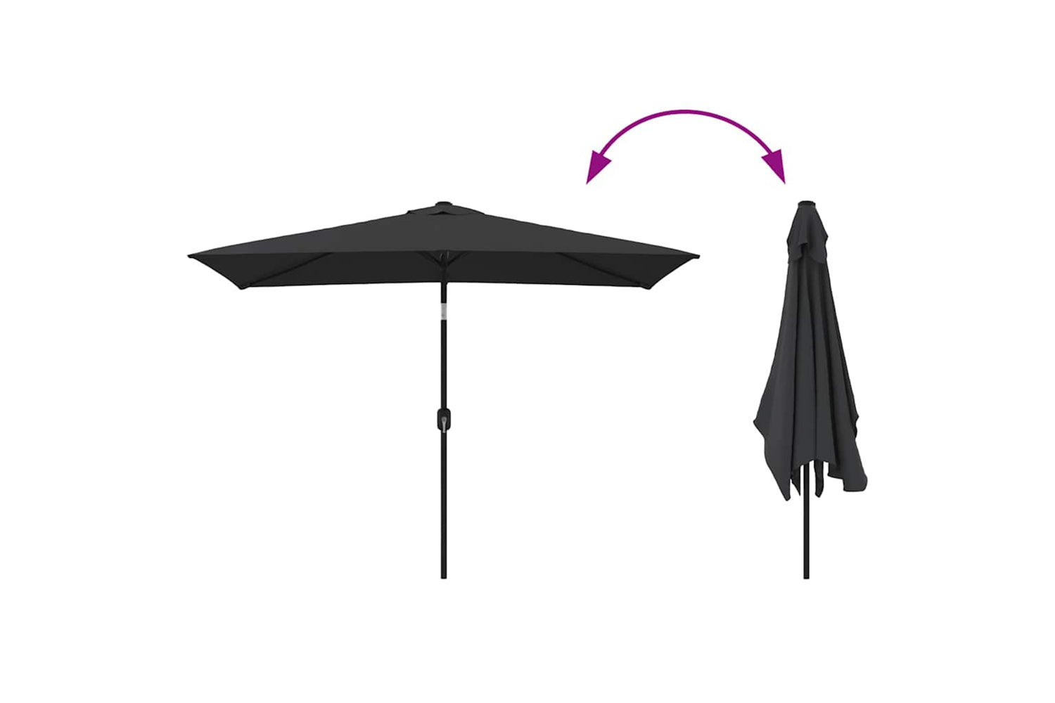 Vidaxl Garden Parasol With Metal Pole 300x200 Cm Black-5