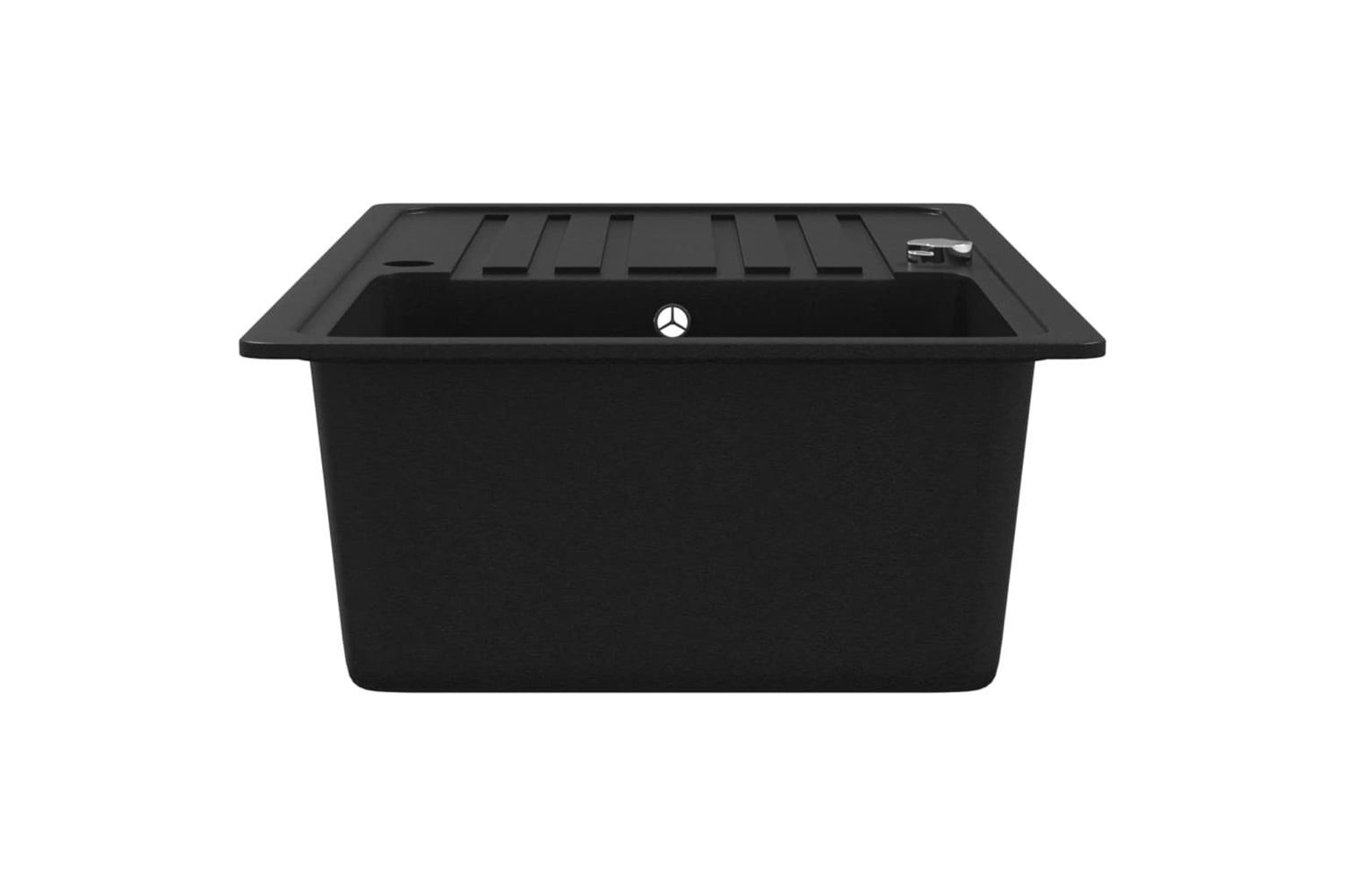 Vidaxl Granite Kitchen Sink Single Basin With Drainer Reversible Black-5
