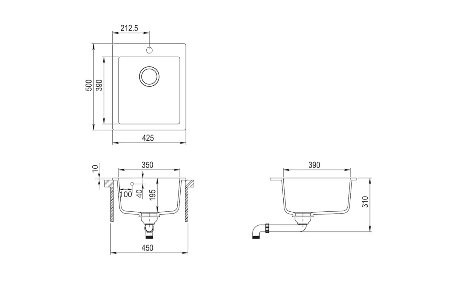 Vidaxl Granite Kitchen Sink Single Basin Beige-6