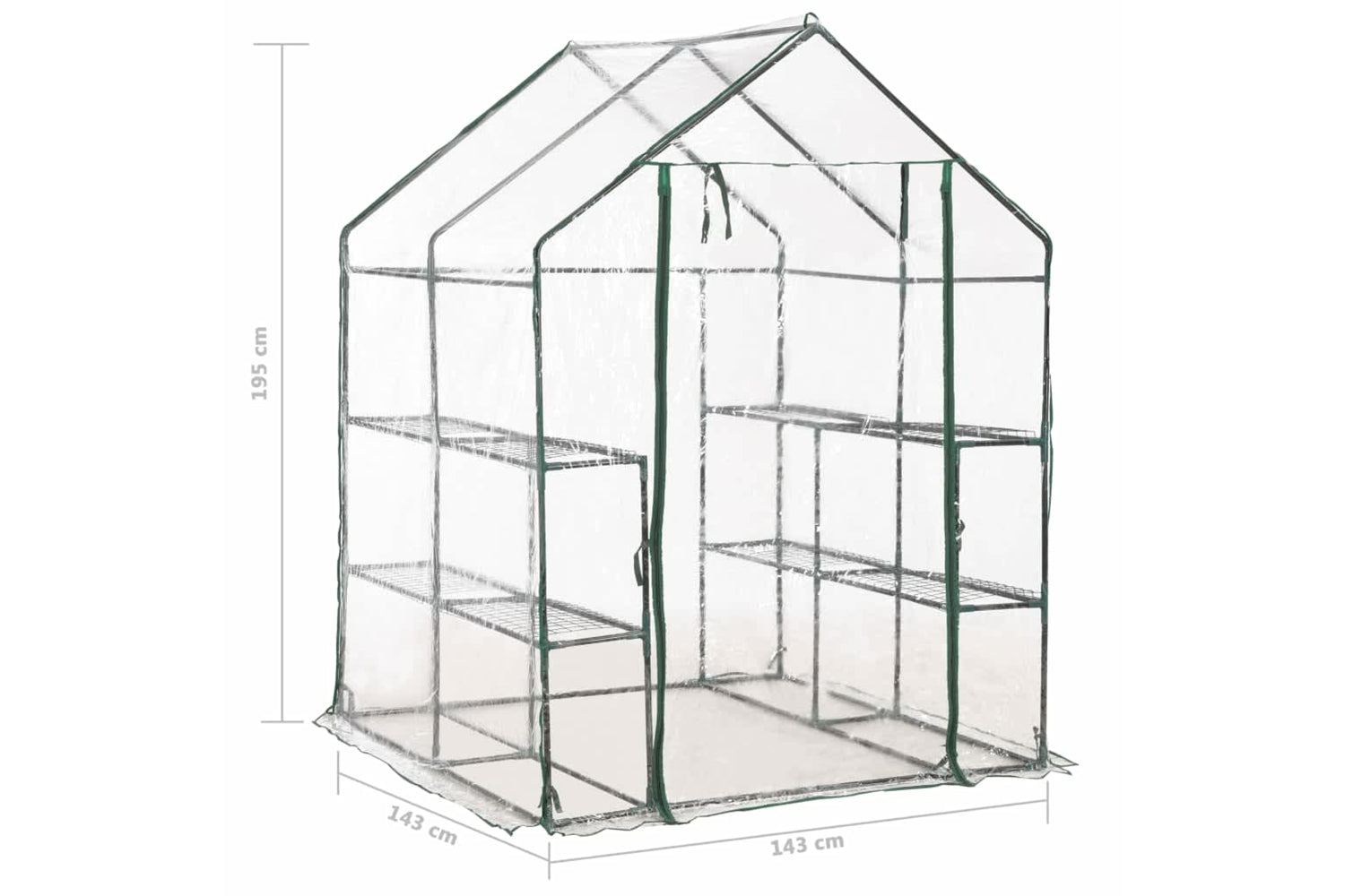 vidaXL 46914 Greenhouse With 8 Shelves 143x143x195cm-8